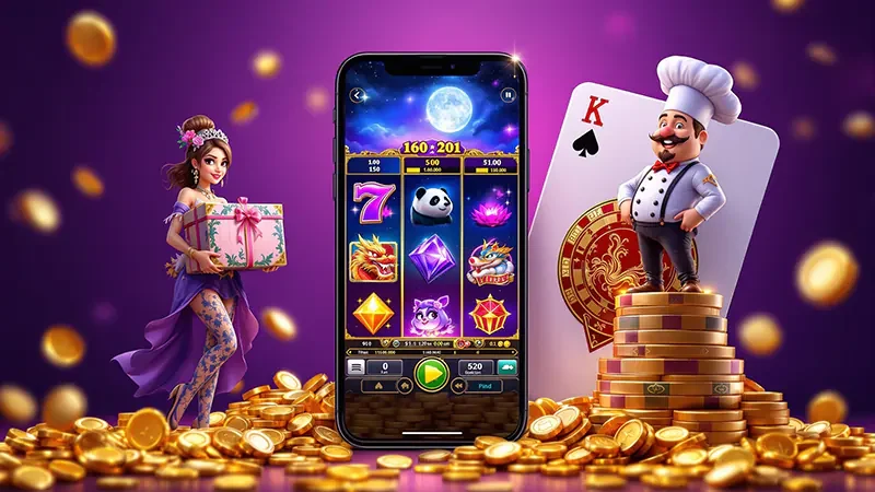 หน้าจอสล็อตที่แสดงรอบโบนัสและสัญลักษณ์พิเศษ